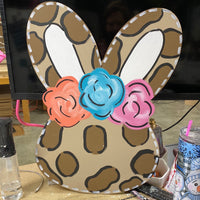 LEOPARD BUNNY HEAD WREATH BLANK WITH STENCIL