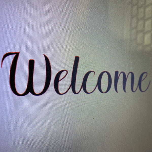 CURSIVE WELCOME STENCIL FOR 17” rounds